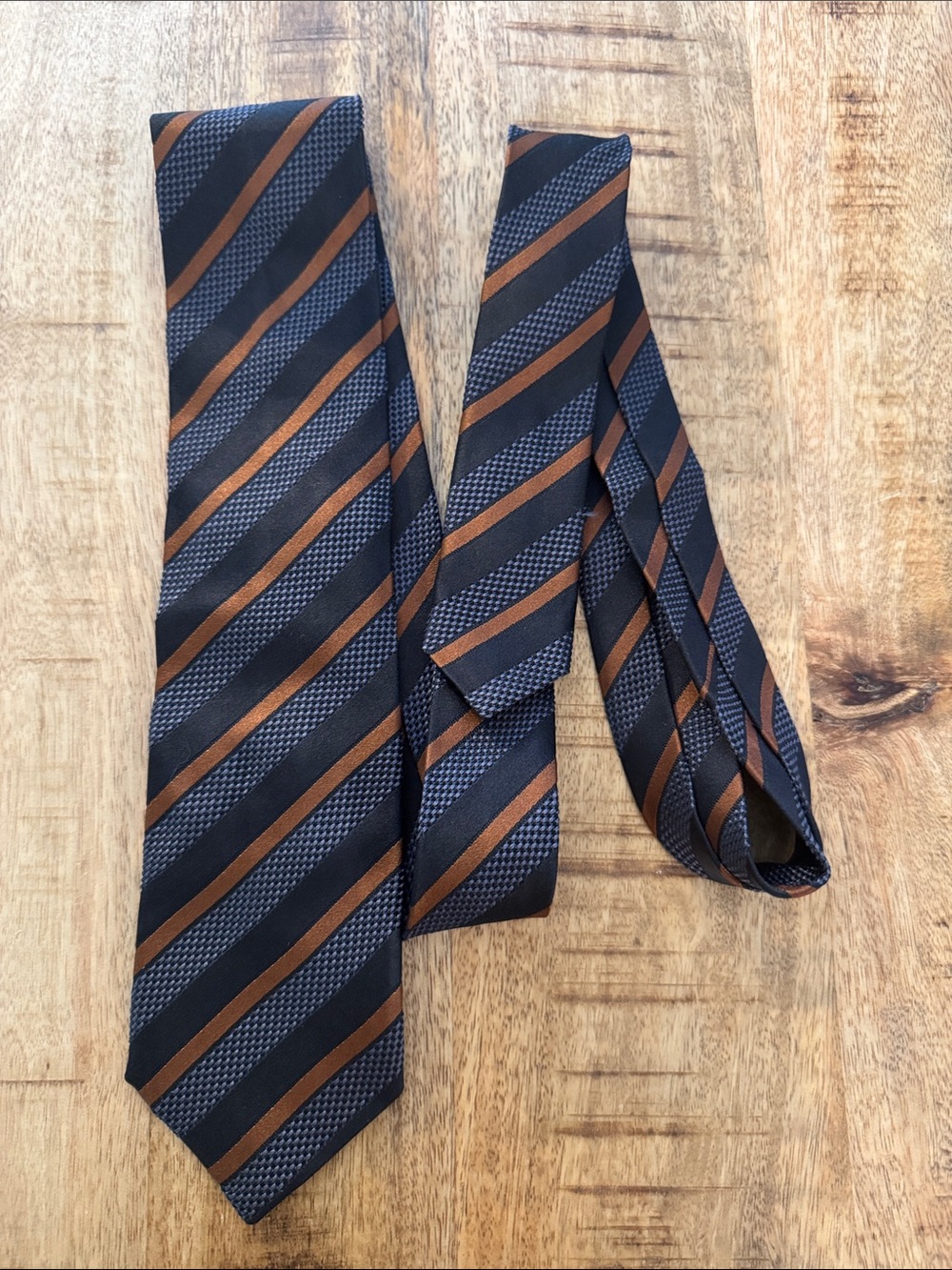 Prada Cravatta Tobacco Classic Men's Black Brown Striped 100% Silk Tie NEW NWT